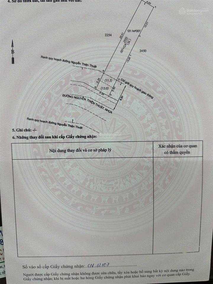 Bán đất giá cực chất tại nguyễn thiện thuật, dĩ an, 13 tỷ, 265 m2