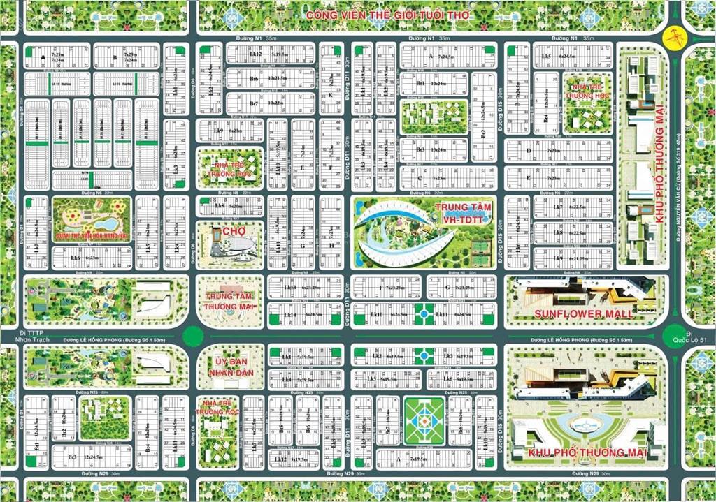 Vị trí cực đẹp, giá ưu đãi 1,4 tỷ, 97m2, dự án sunflower city tại nhơn trạch, đồng nai