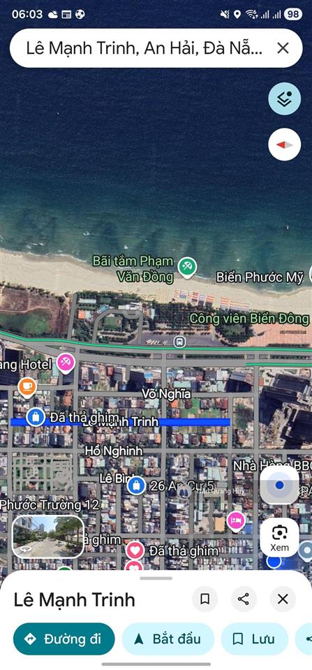 Bán đất mt lê mạnh trinh, dt 292.5m2 ngang 12m cách biển 100m, giá bán chỉ 150tr/m2 vị trí đẹp