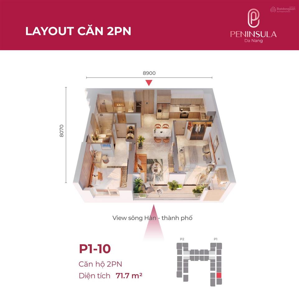 Căn vip nhất căn hộ cao cấp 2pn sông hàn, hàng ngoại giao giá cđt  dự án peninsula đà nẵng
