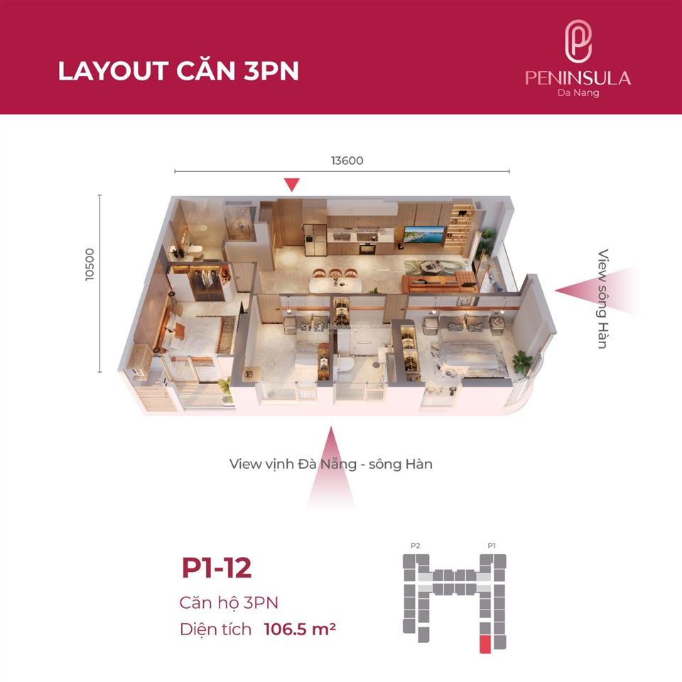 Hot!!! giỏ hàng penhouse tầng 30 view trực diện sông hàn mới ra mắt, độc quyền cđt dự án peninsula