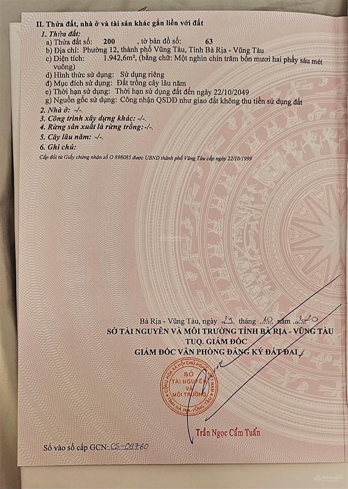 Đất ven biển thành phố vũng tàu, mặt tiền 32m