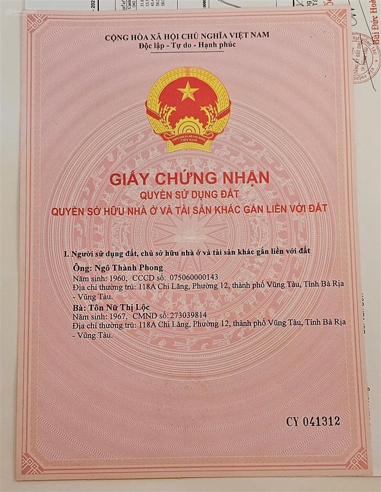 Đất ven biển thành phố vũng tàu, mặt tiền 32m