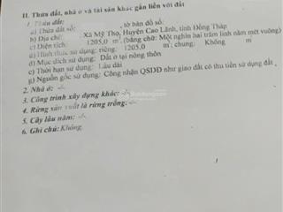 Bán đất tại mỹ hội, huyện cao lãnh, đồng tháp, 12 tỷ, 5400 m2 có 1205 tc chỉ với giá ưu đãi