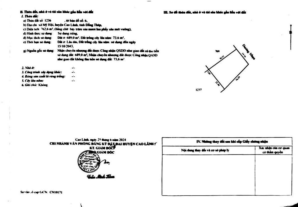 Bán đất tại xã mỹ hội, 6 tỷ, 762.6 m2 có 689m2 thổ cư, hàng hiếm tại giá cực chất
