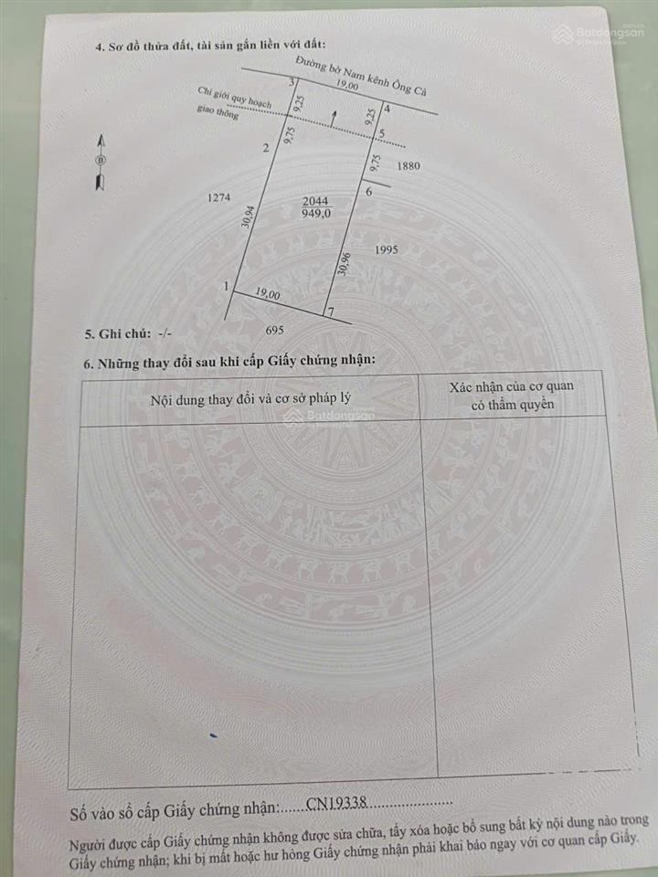 Bán gấp đất tại xã mỹ hòa, 4,8 tỷ, 949m2, phong thủy tốt