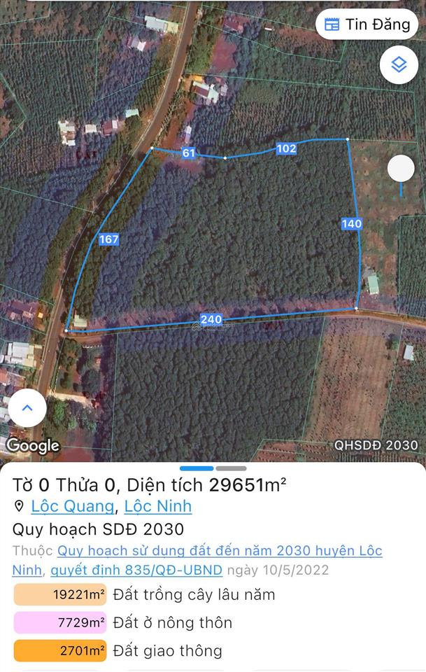 Bán đất 2 mt đt 756 xã lộc quang, lộc ninh, bình phước