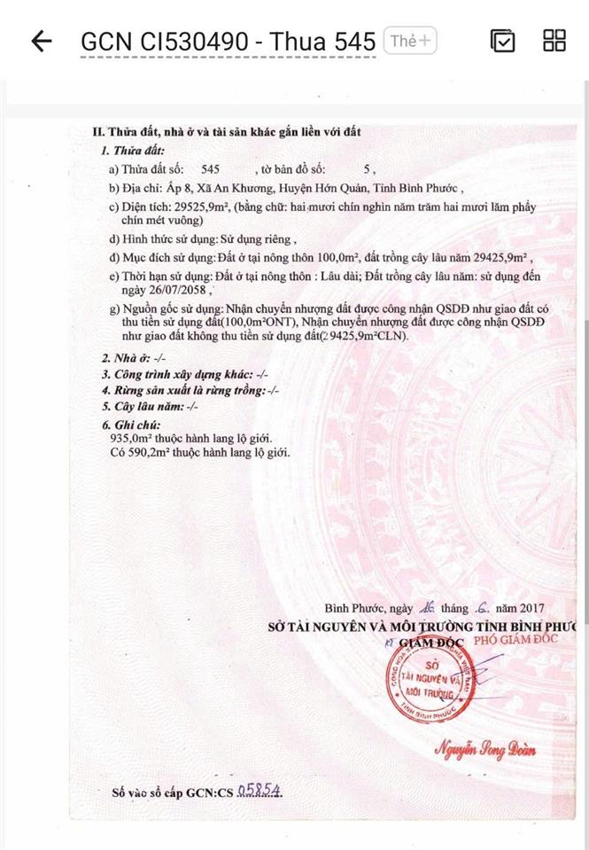 Bán đất tại đt 757, an khương, hớn quản, bình phước, 50 tỷ, 29525m2, giá ưu đãi uy tín