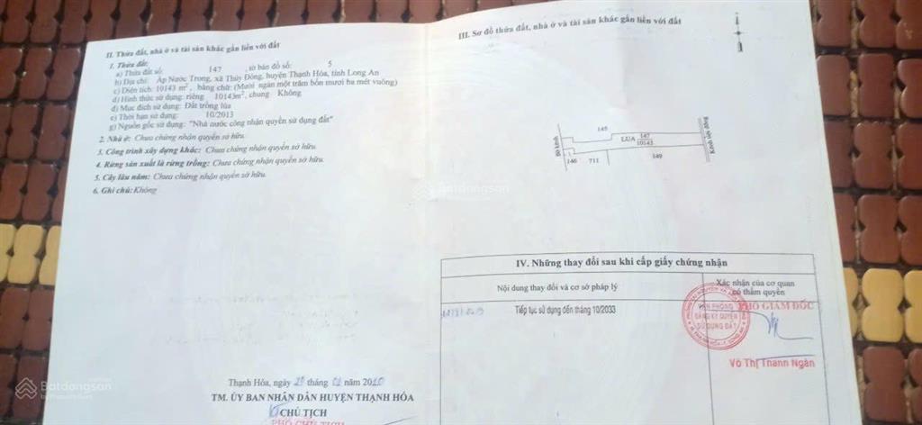 Bán đất tại thủy đông, thạnh hóa, long an, 19,5 tỷ, 13905 m2 giá siêu hời