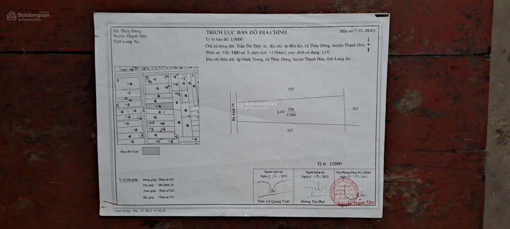 Bán đất tại thủy đông, thạnh hóa, long an, giá siêu hời 18,2 tỷ, 11384 m2