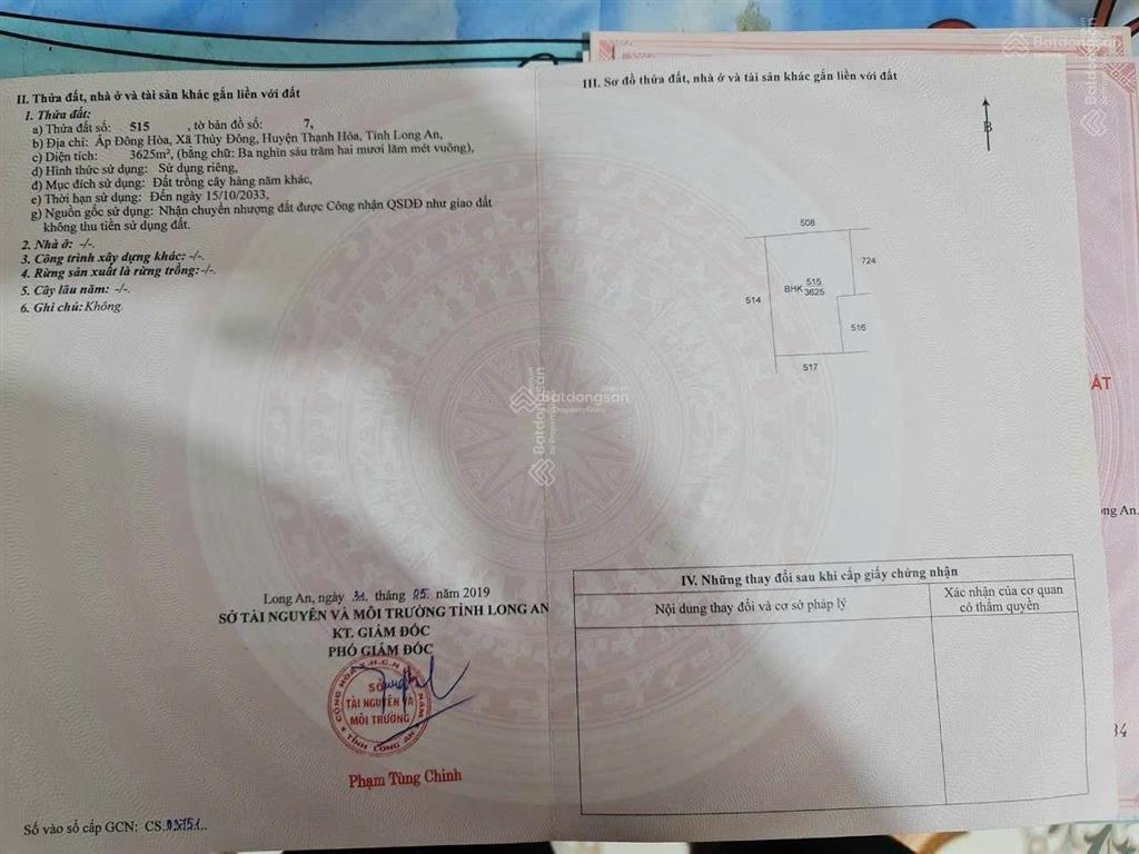 Bán đất đường nhựa nhánh ql62, thủy đông, thạnh hóa, long an