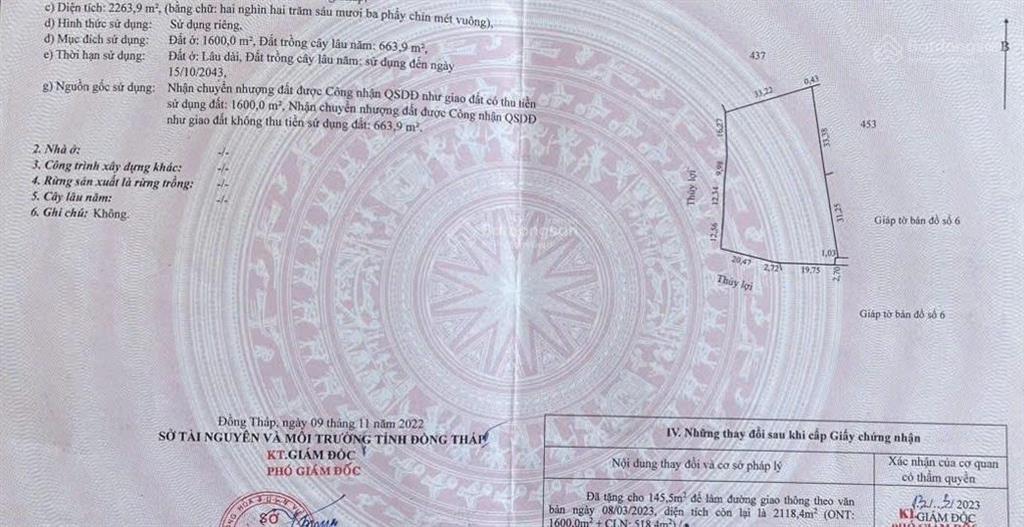 Bán đất tại mỹ hòa, tháp mười, đồng tháp, 9,5 tỷ, 2118 m2