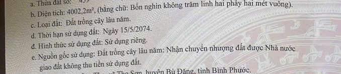 Bán đất tại đt 755b, thống nhất, bù đăng, bình phước, 5,6 tỷ, 4002 m2