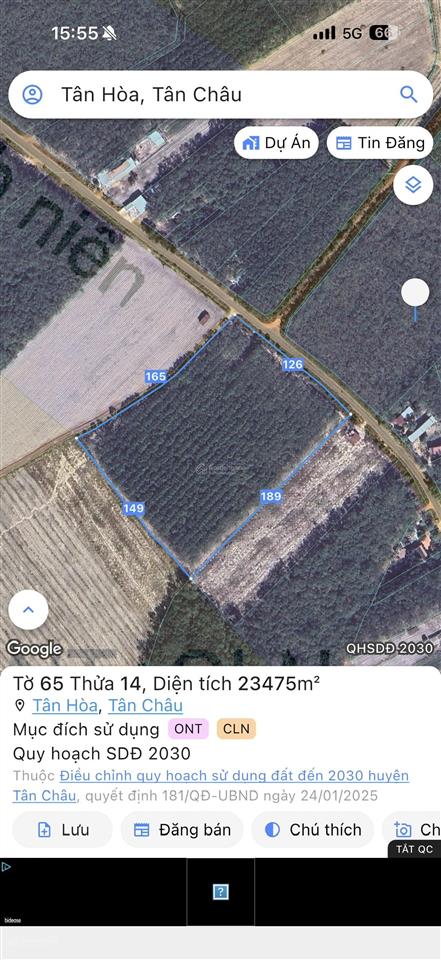 Bán đất mặt tiền dh thanh niên, tân hòa, tân châu, tây ninh