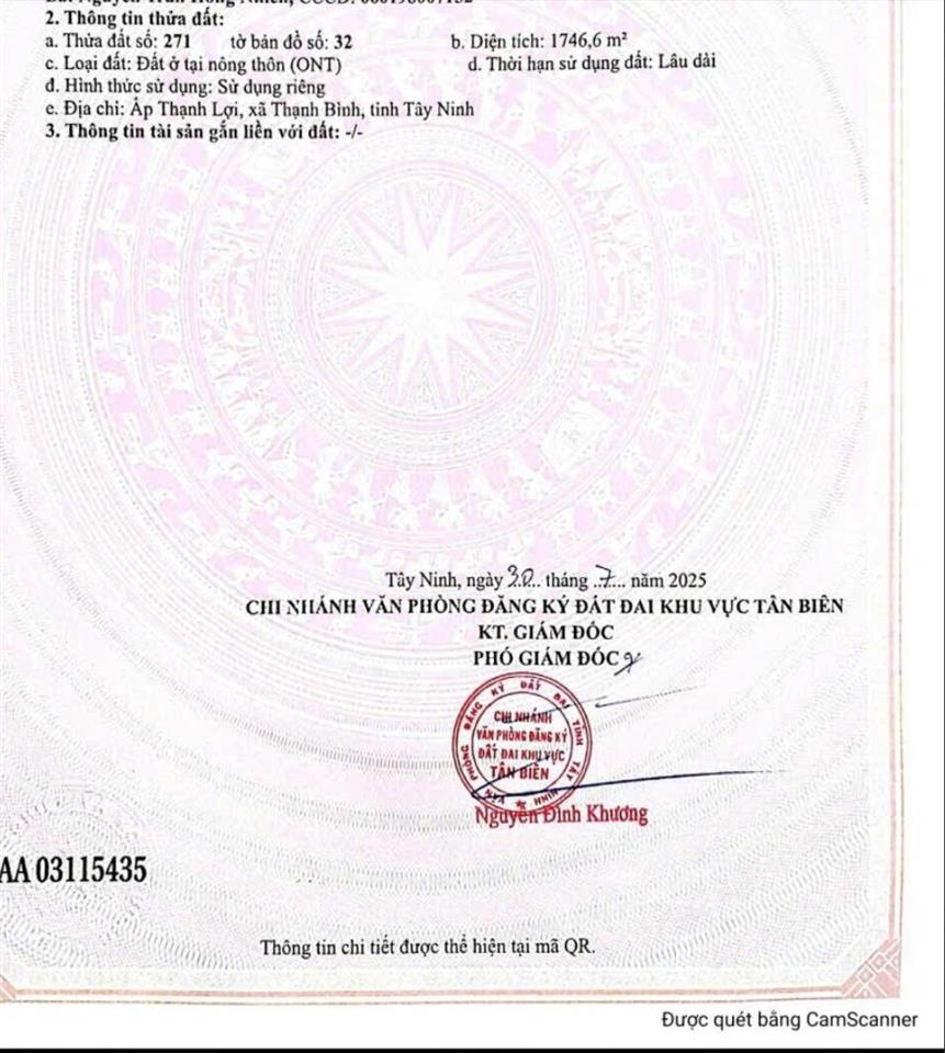 Bán đất thổ cư tại xã thạnh bình, tây ninh, giá siêu hời 40 tỷ, diện tích 6154 m2