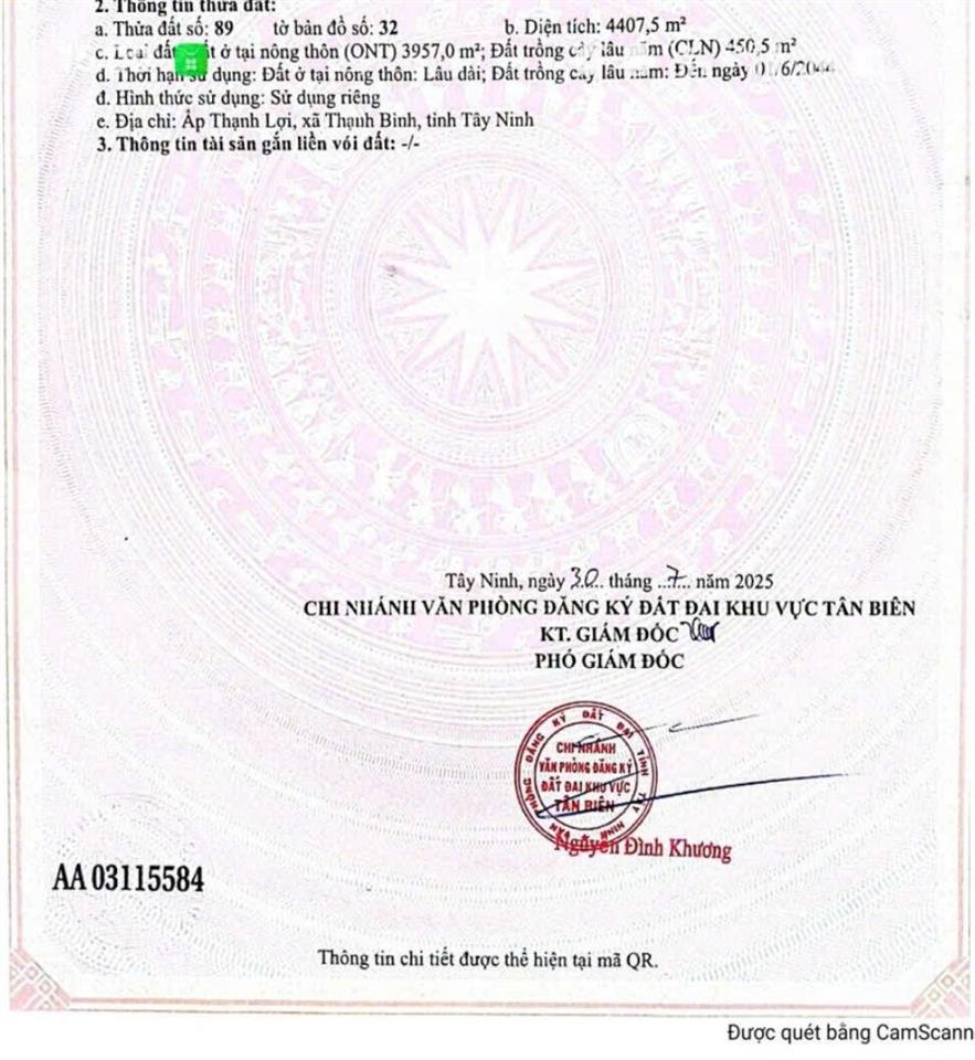 Bán đất thổ cư tại xã thạnh bình, tây ninh, giá siêu hời 40 tỷ, diện tích 6154 m2