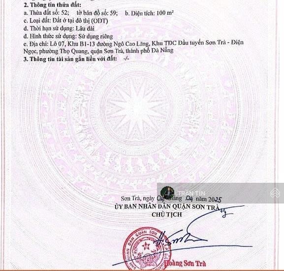 Bán 300m2 đất mặt tiền đường ngô cao lãng, khu đầu tuyến sơn trà, cách biển 200m