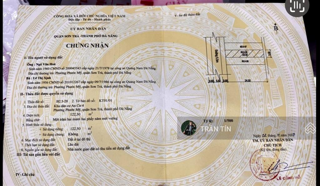 Lô đất mặt tiền đường phước trường 3, đối diện 2 toà tháp đôi của sungroup, cách biển 200m