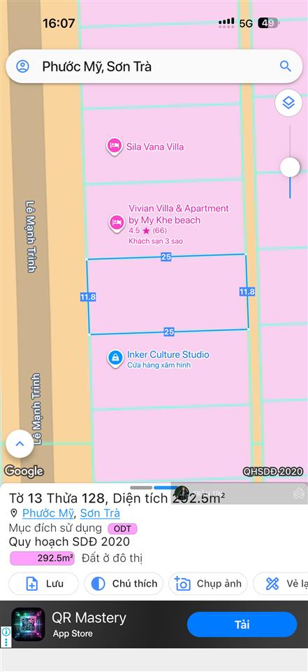 Lô đất biệt thự đường lê mạnh trinh. cách bãi tắm phạm văn đồng 200m. giá bán 47 tỷ 300