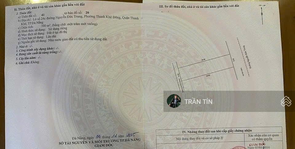 Lô đất mặt tiền đường nguyễn đức trung. diện tích 100m2. hướng đông nam. đường 10m5. giá 12 tỷ 200