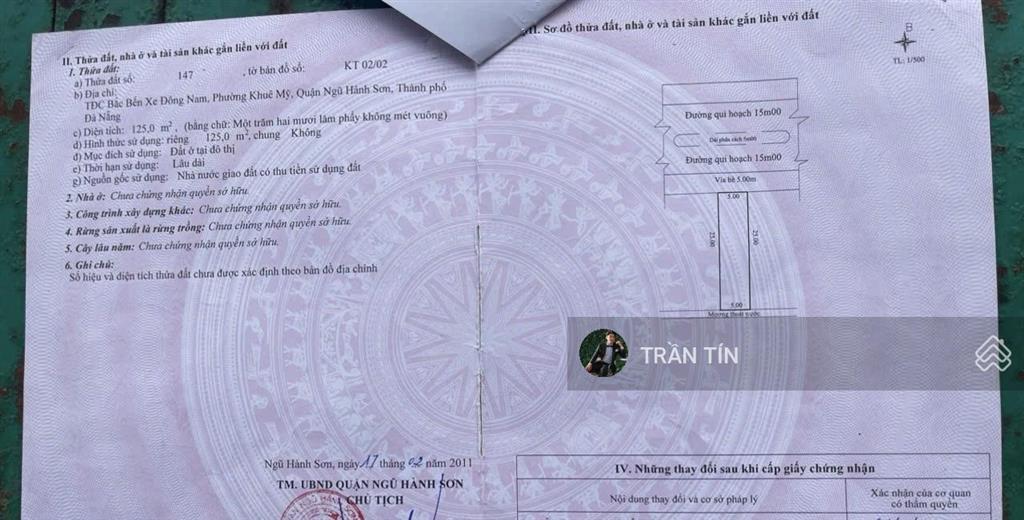 Cặp đất đường minh mạng.thông thẳng ra bãi tắm sơn thuỷ. phù hợp xây dựng khách sạn & apartment