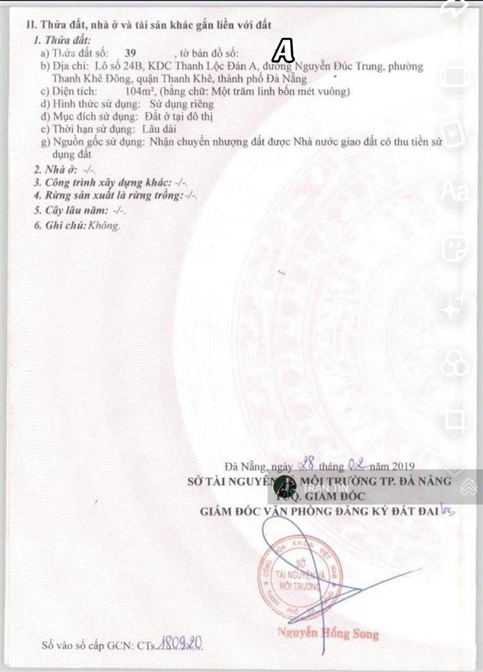 Lô đất mặt tiền đường nguyễn đức trung. diện tích 104m2. hướng đông bắc. đường 10m5. giá bán 11 tỷ