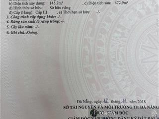 Lô đất 2 mặt tiền trước & sau đường nguyễn dữ