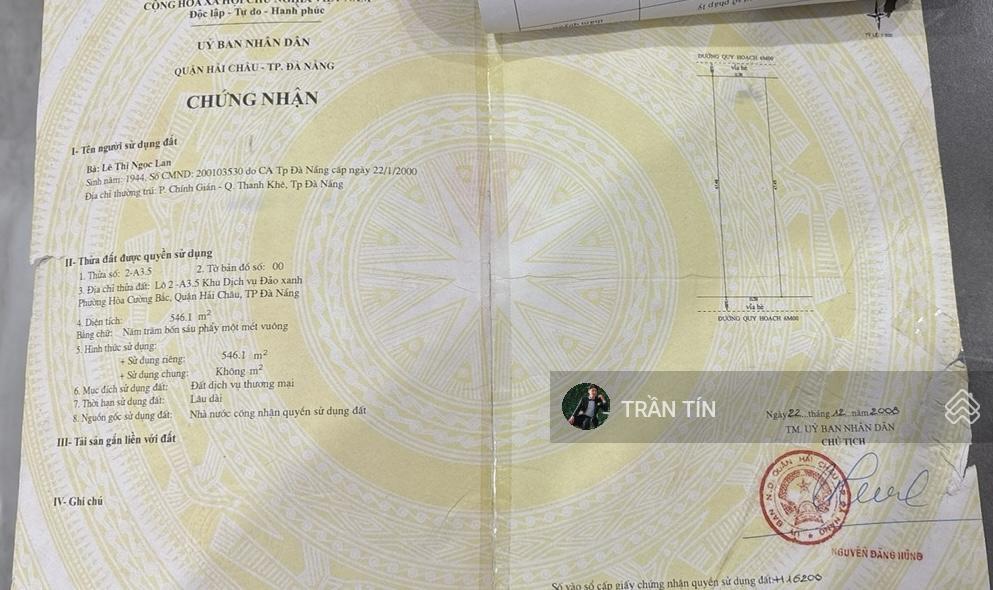 Lô đất khu đảo xanh. hiện trạng đang có nhà hàng cho thuê 100 triệu/ tháng. giá bán 100 triệu/m2