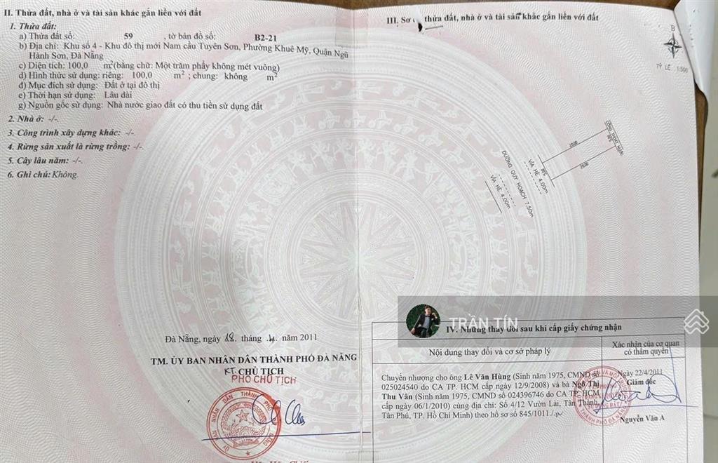 Cặp đất mặt phố giang châu 1. khu đô thị nam việt á. cách sông hàn 100m