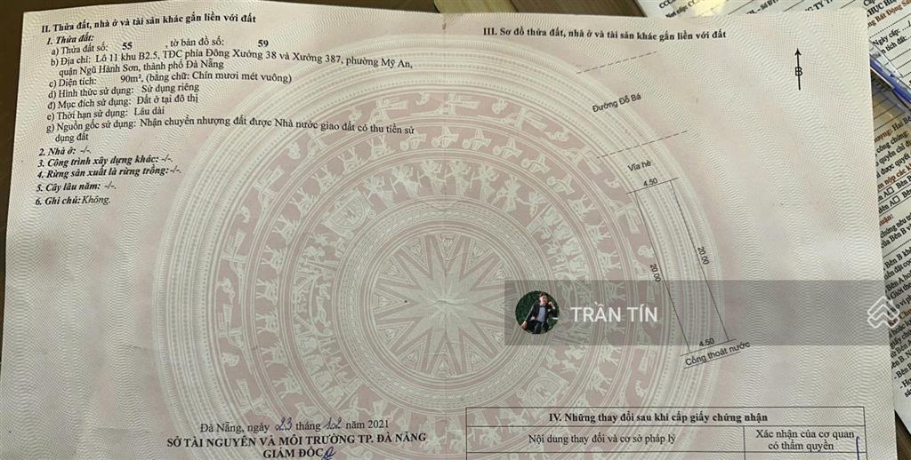 Cặp đất mặt tiền đường đỗ bá. trung tâm phố tây an thượng. cách biển ~ 300m