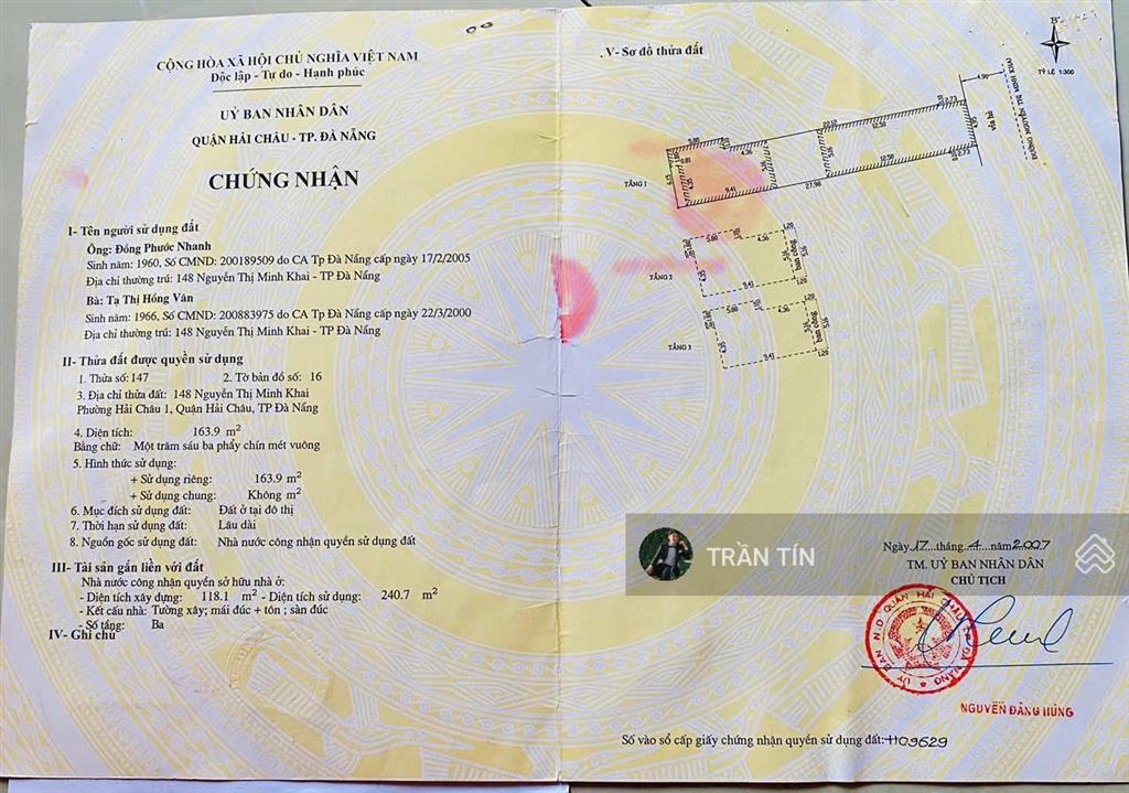 Lô đất mặt tiền phố nguyễn thị minh khai. vị trí đẹp nằm giữa tuyến lê duẩn & hùng vương