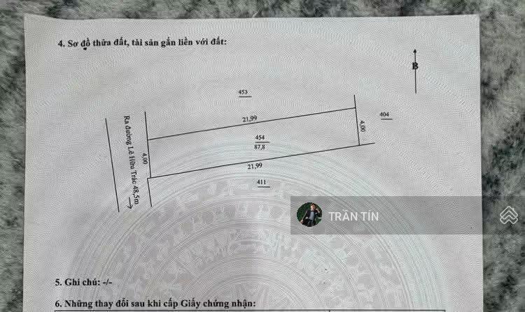 Lô đất phố lê hữu trác. cách biển mỹ khê chỉ 300m.