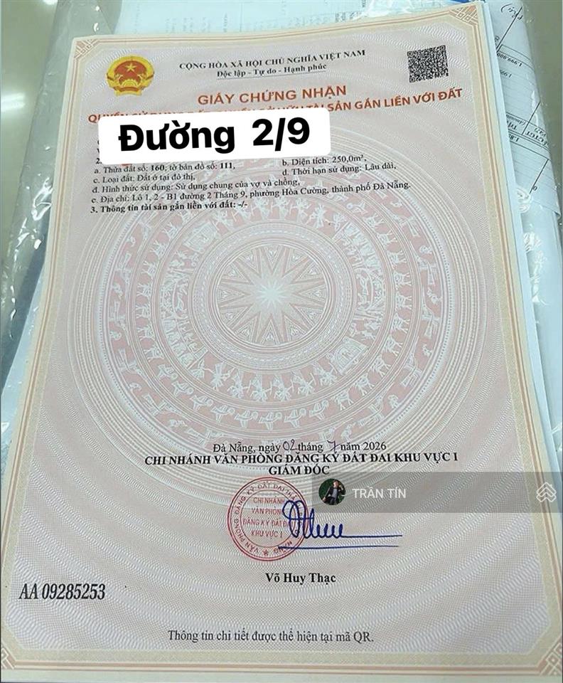 Lô đất góc 2 mặt tiền đường 2/9 & tiểu la. đối diện tổ hợp nhà hàng tiệc cưới & khu giải trí đêm