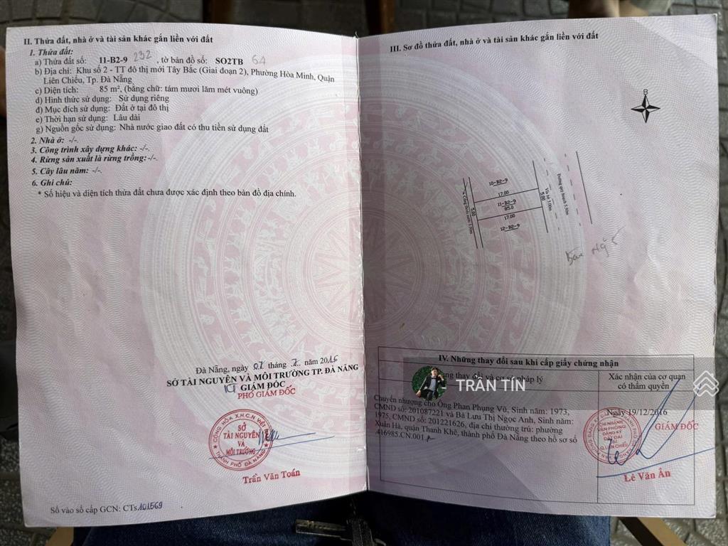 Lô đất mặt tiền số 10 bàu năng 5. phường hoà minh. đà nẵng.