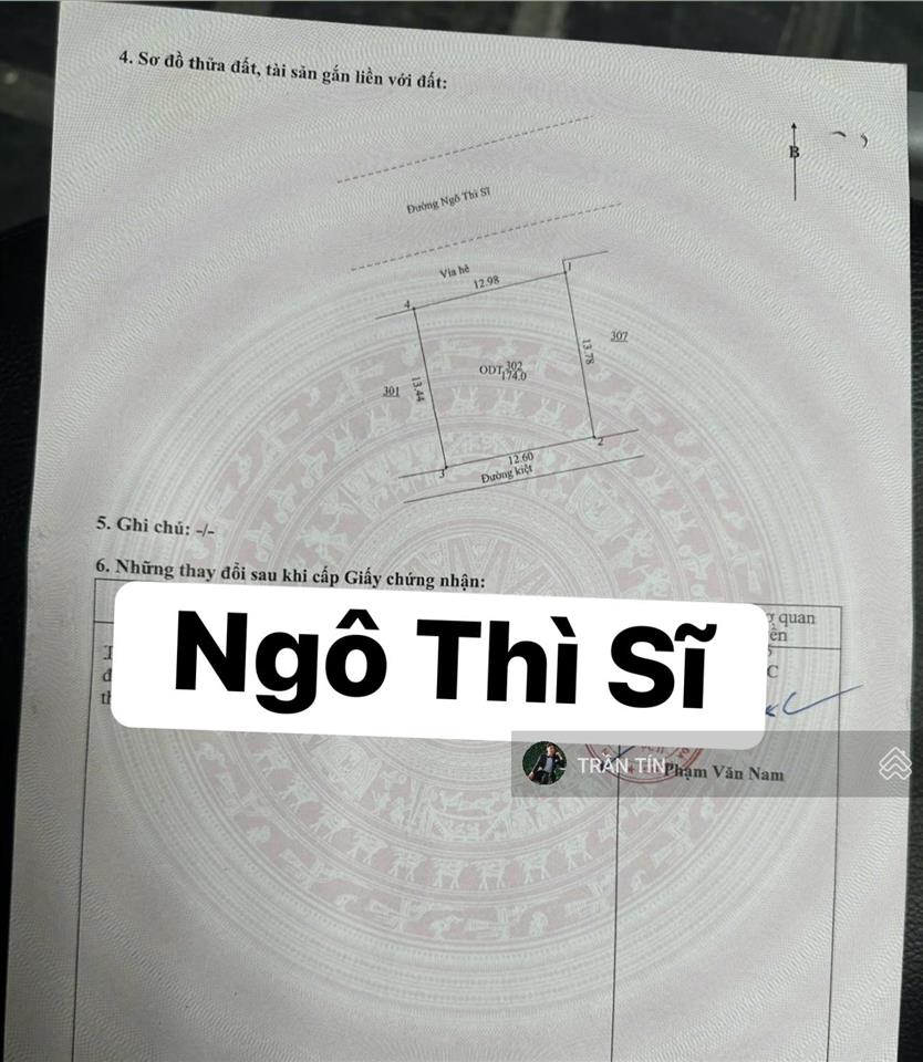 Lô đất mặt tiền ngô thì sĩ. trung tâm phố tây an thượng. trục thông thẳng ra biển mỹ khê