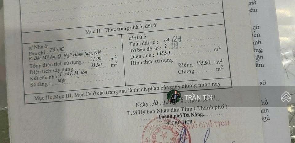 Mảnh đất đường phan thúc duyện. sát nguyễn văn thoại. trung tâm du lịch. cách biển mỹ khê 400m