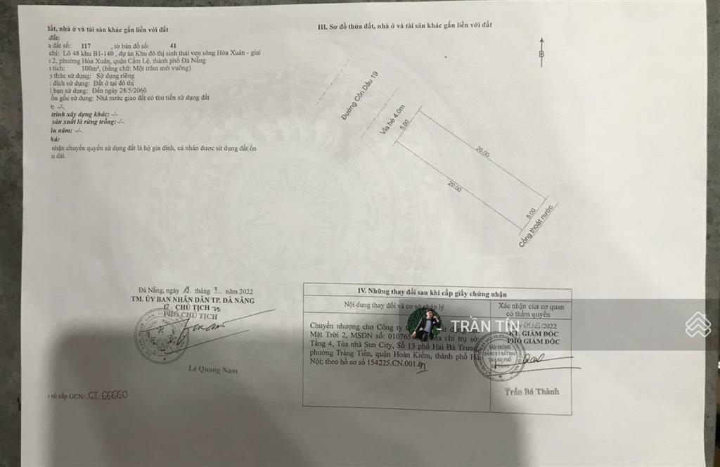 3 lô đất liền kề đường cồn dầu 19. khu đô thị hoà xuân.