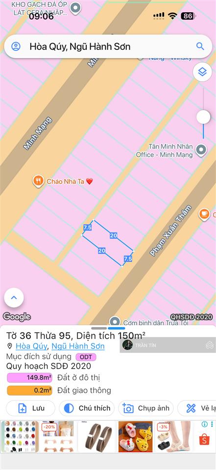 Đất biệt thự đường phạm xuân thâm đối lưng đường minh mạng. thông thẳng ra bãi tắm sơn thủy
