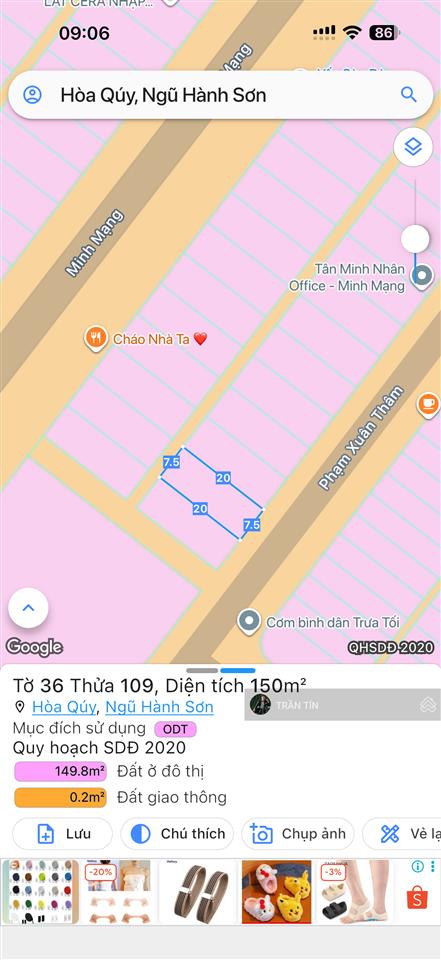 Đất biệt thự đường phạm xuân thâm đối lưng đường minh mạng. thông thẳng ra bãi tắm sơn thủy