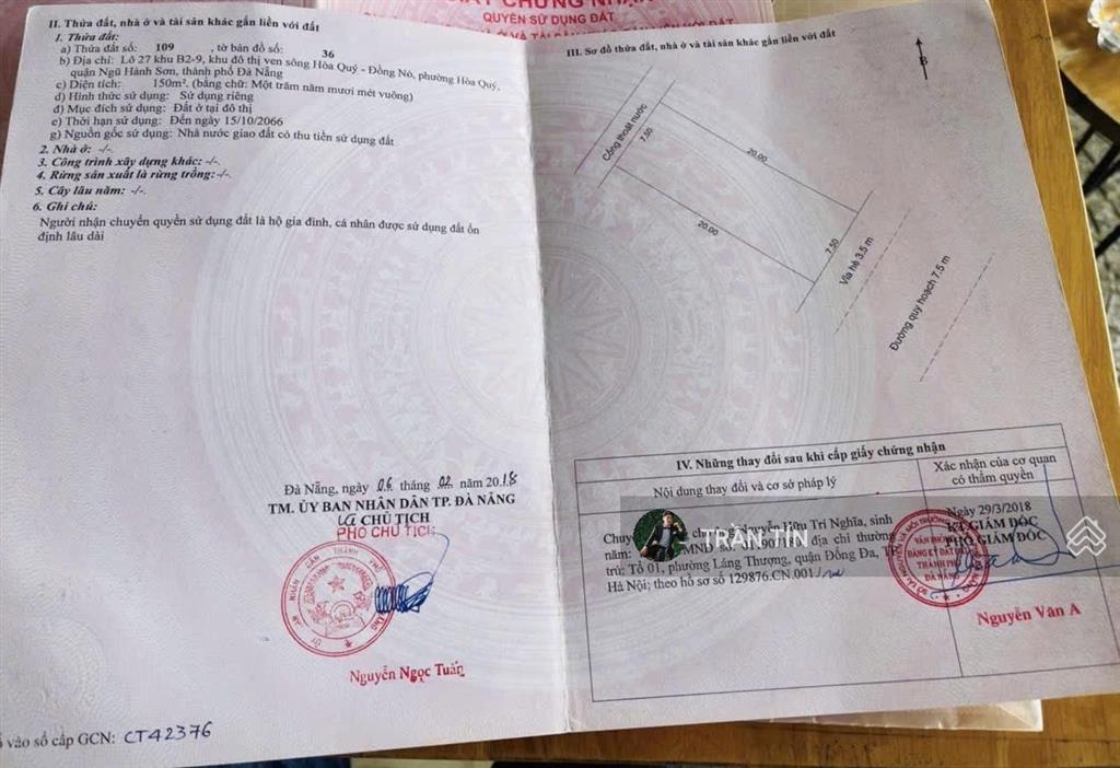 Đất biệt thự đường phạm xuân thâm đối lưng đường minh mạng. thông thẳng ra bãi tắm sơn thủy
