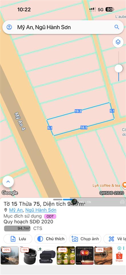 Lô đất mặt tiền đường mỹ an 4. vị trí đẹp, sát công viên mỹ an. cách sông hàn 100m