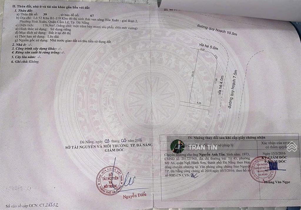 Lô đất góc 2 mặt tiền đường lê sỹ & thanh lương 32. trung tâm khu đô thị hoà xuân.