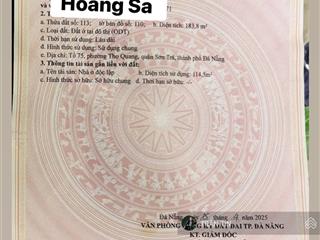 Lô đất đối lưng đường hoàng sa. cách biển mân thái chưa tới 30m
