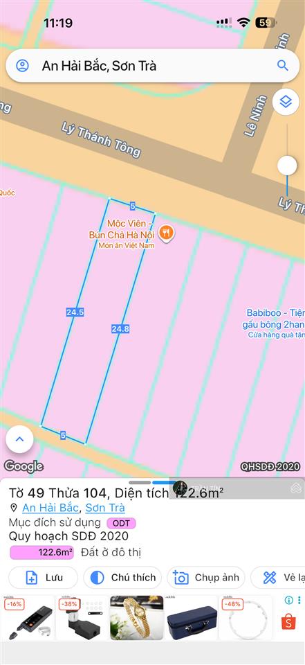 Lô đất mặt tiền đường lý thánh tông. vị trí song song phạm văn đồng. cách biển 500m