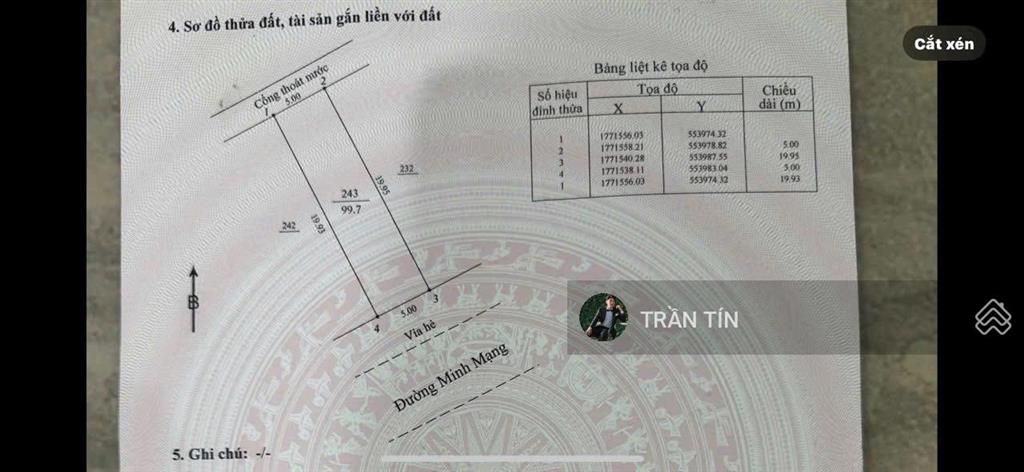Cặp đất mặt tiền đường minh mạng, ngay bãi tắm sơn thủy, sát hyatt resort
