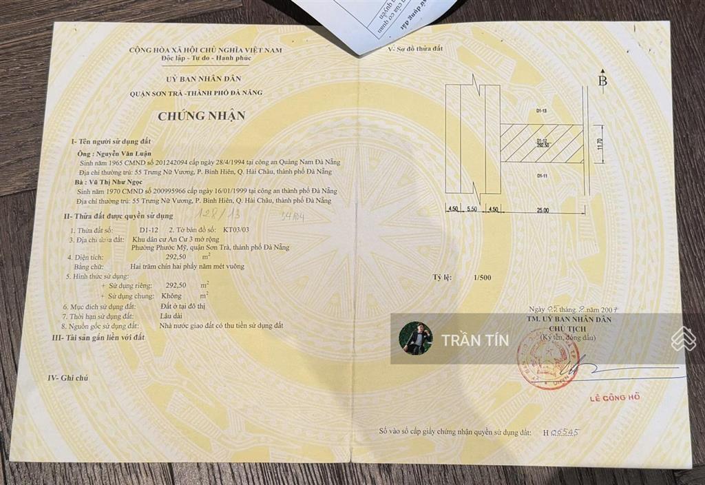 Lô đất mặt tiền đường lê mạnh trinh. cách bãi tắm phạm văn đồng chỉ 50m