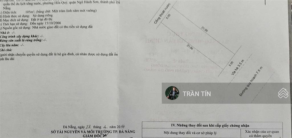 Lô đất mặt tiền đường hói kiểng 8. khu đô thị nam hoà xuân.
