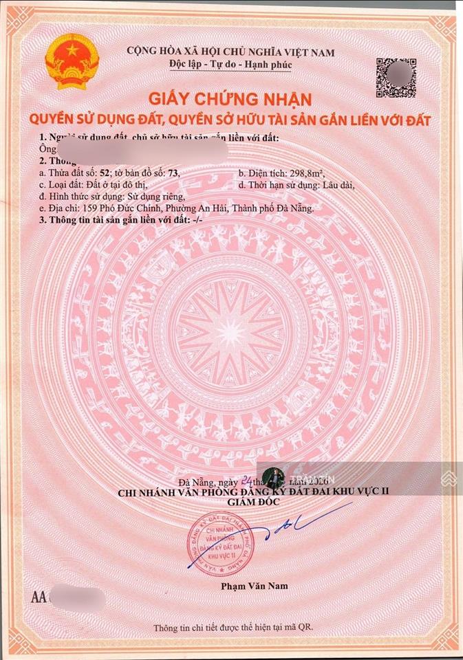 Lô đất góc 3 mặt thoáng đường phó đức chính. trung tâm sơn trà. cách biển 500m
