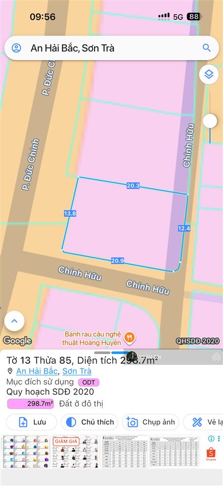 Lô đất góc 3 mặt thoáng đường phó đức chính. trung tâm sơn trà. cách biển 500m