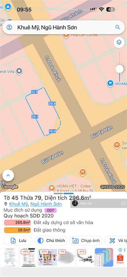 Lô góc 2 mặt tiền nam việt á đường bùi tá hán & đoàn khuê. trục đường 15m thông thẳng ra sông hàn